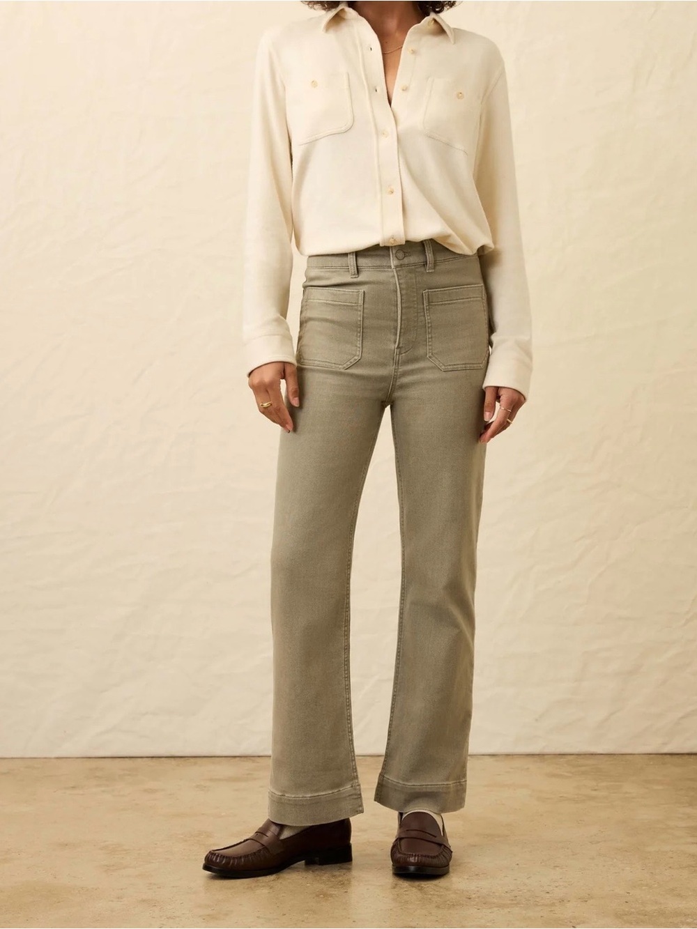 FAHERTY STRETCH TERRY PATCH PACKET ANKLE WOMEN PANTS COSTAL SAGE SIZE 33